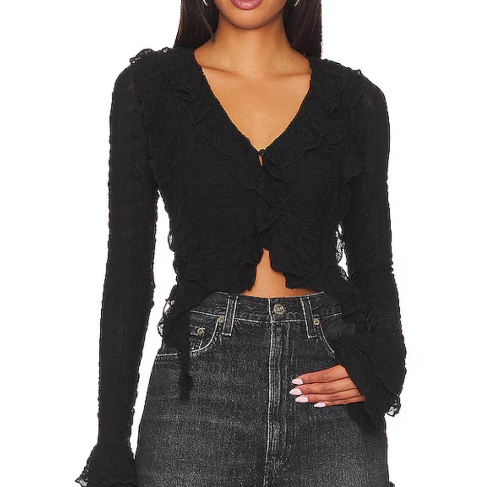 Lennox Black Ruffled Women's Blouse